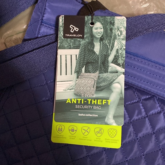 NWT Traveling anti theft security bag BRIGHT blue boho collection - Picture 3 of 8